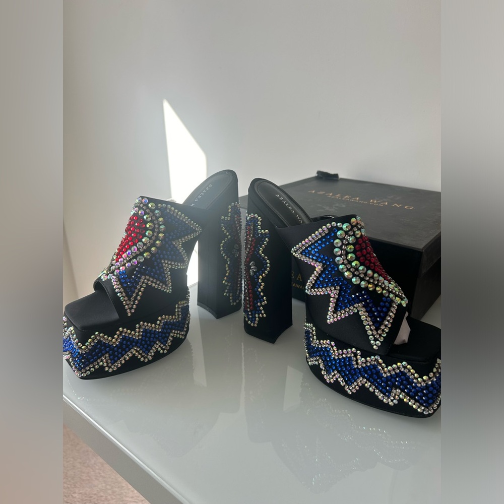 Azalea Wang Logan Rhinestone Platform Heels